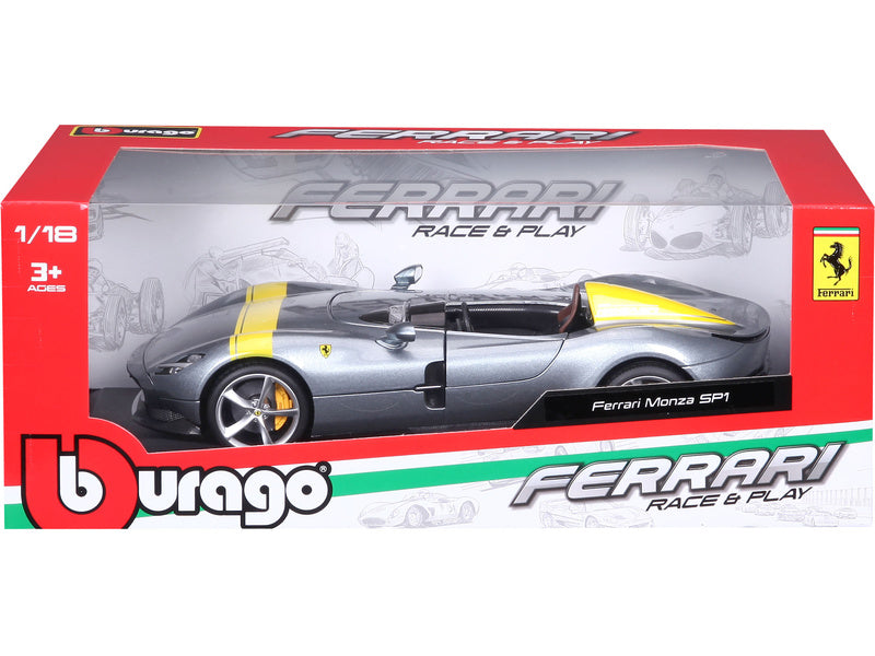 Bburago Ferrari Monza SP1 1:18 stříbrná metalíza