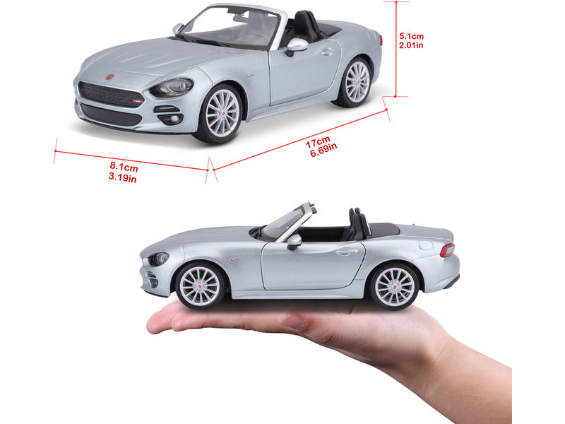 Bburago Plus Fiat 124 Spider 1:24 stříbrná metalíza