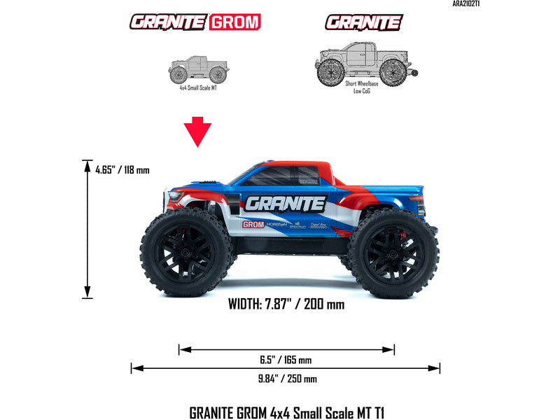 Arrma Granite Grom 1:18 4WD Smart RTR modrá