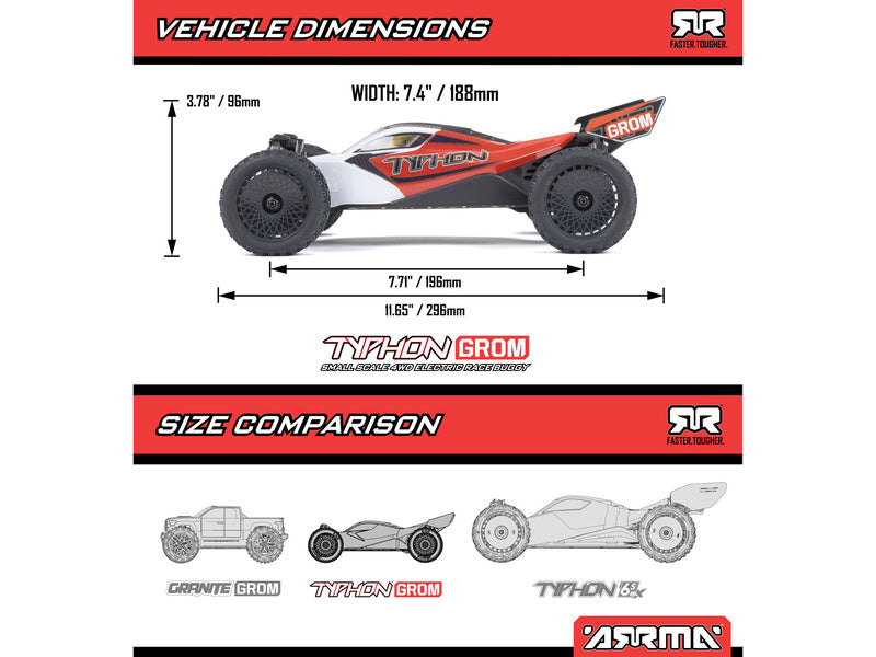 Arrma Typhon Grom 1:18 4WD Smart RTR červená