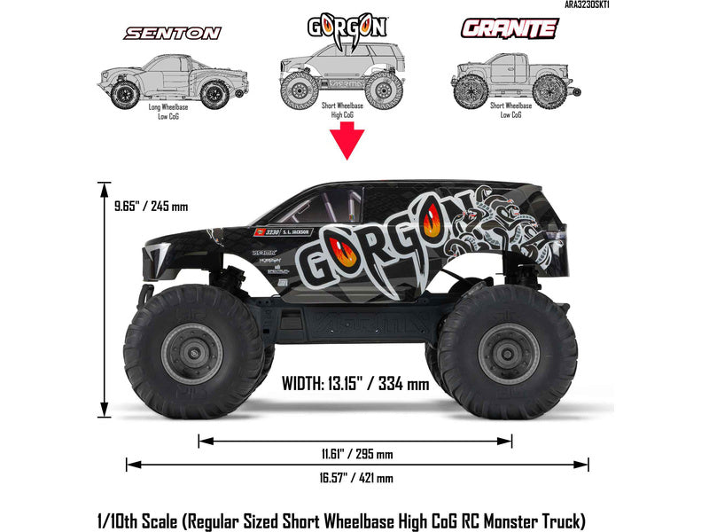 Arrma Gorgon 1:10 Kit Smart RTA čirá