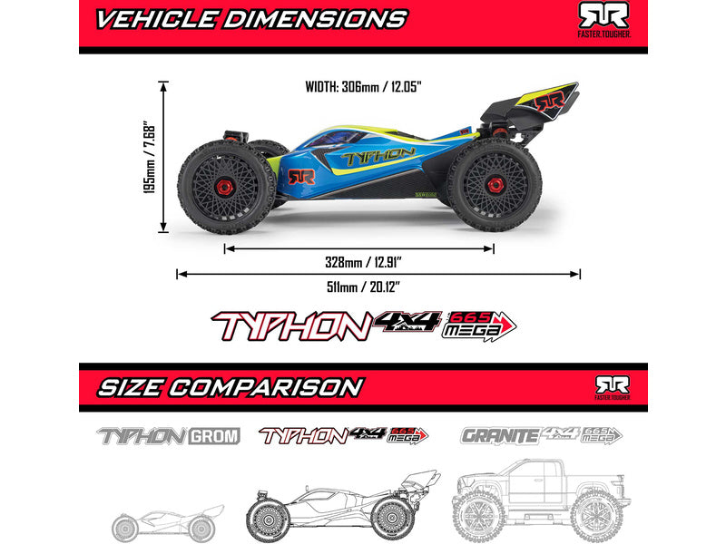 Arrma Typhon Mega 665 1:8 4WD RTR červená