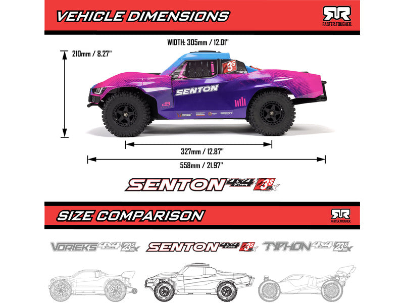 Arrma Senton 223S BLX 4WD 1:10 RTR DSC žlutá