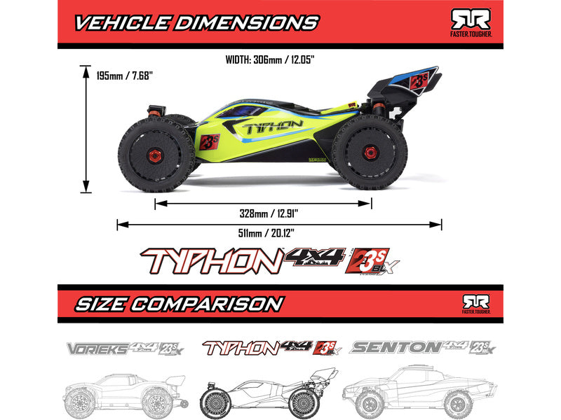 Arrma Typhon 223S BLX 1:8 4WD RTR DSC žlutá