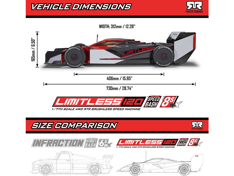 Arrma Limitless 8S BLX 1:7 4WD AVC RTR červená/černá