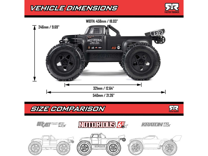 Arrma Notorious 6S V6 BLX 1:8 4WD RTR černá