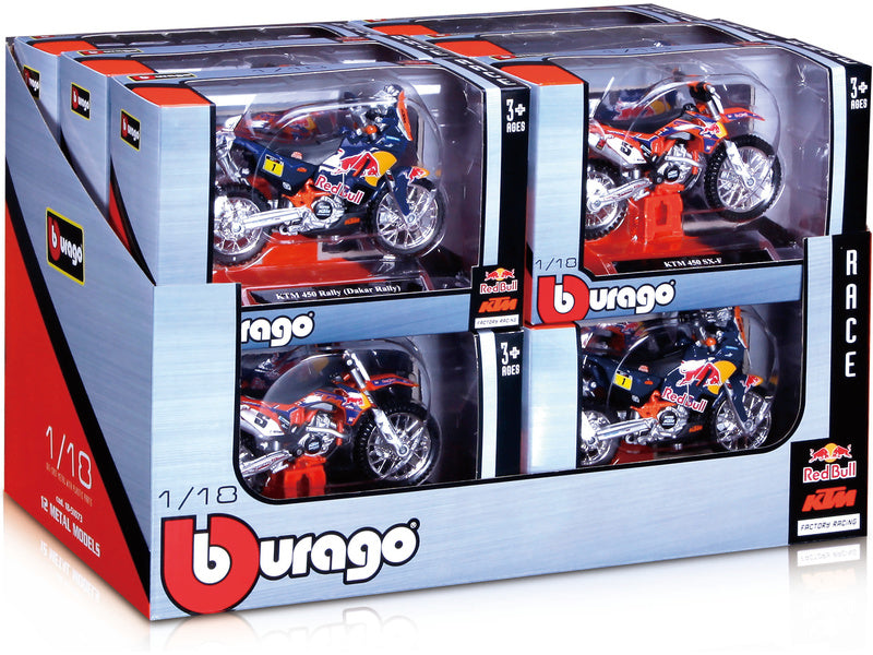 Bburago motocykly Red Bull KTM 1:18 (sada 12ks)