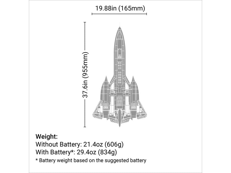 E-flite SR-71 Blackbird 0.96m AS3X SAFE Select BNF Basic