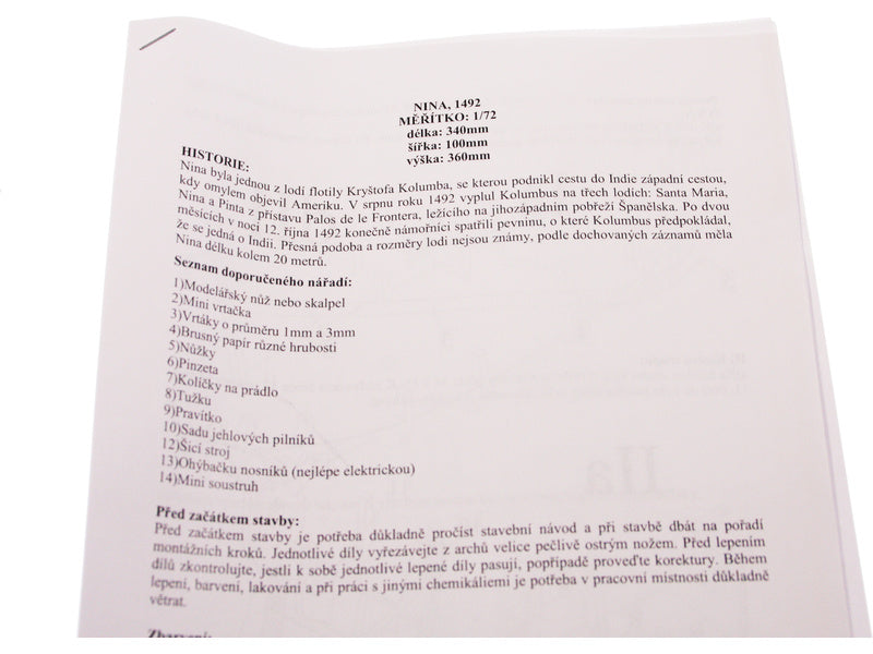 Dušek Nina 1492 1:72 kit