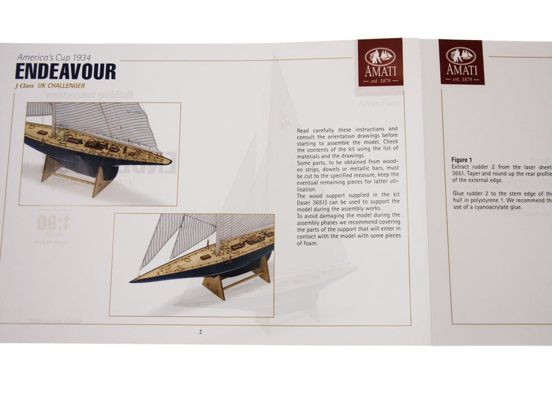 AMATI Endeavour plachetnice 1934 1:80 kit s hotovým trupem