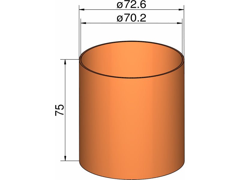 Klima spojka 75mm trubek pr. 72.6x75mm