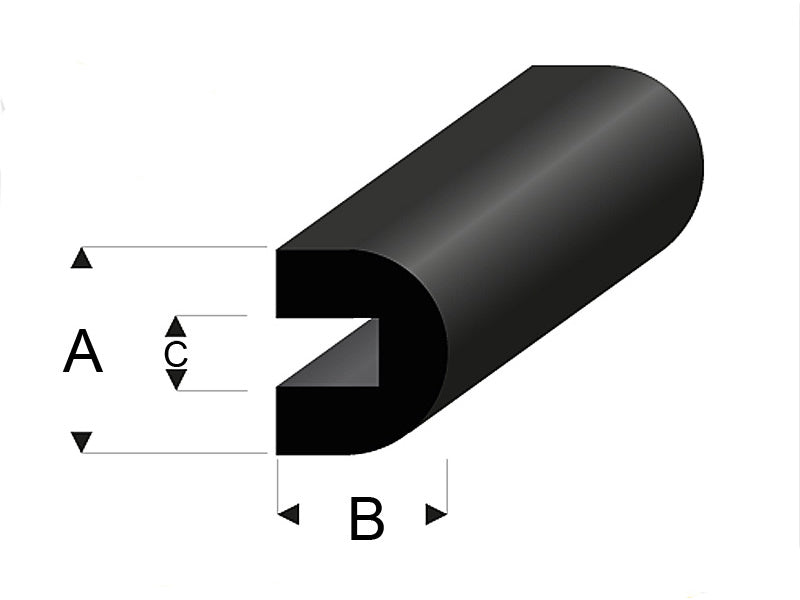 Raboesch profil gumový zaoblený s drážkou 10x9mm 2m
