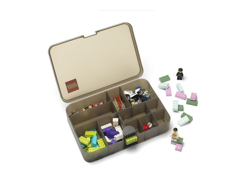 LEGO úložný box s přihrádkami - hnědý