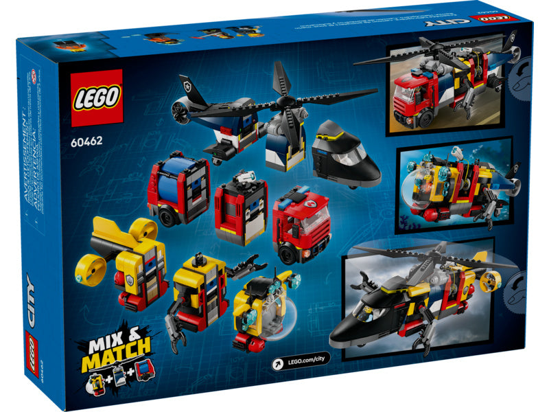 LEGO City - Remix: Helikoptéra, hasičský vůz a ponorka