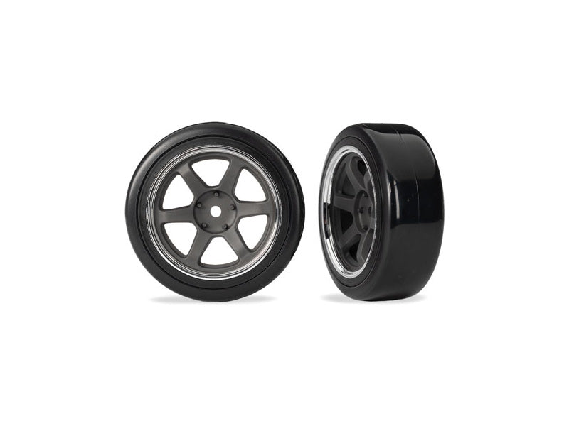 Traxxas kolo 1.9", grafitově šedý disk, pneu drift měkká zadní (2)