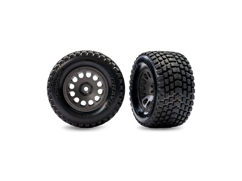 Traxxas kolo 2.1/2.6", disk uhlově šedý, pneu Gravix (přední) (2)