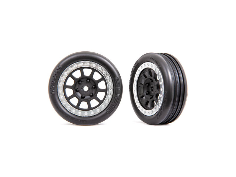 Traxxas kolo 2.2", disk šedý/chromovaný, pneu Ribbed (2) (přední)