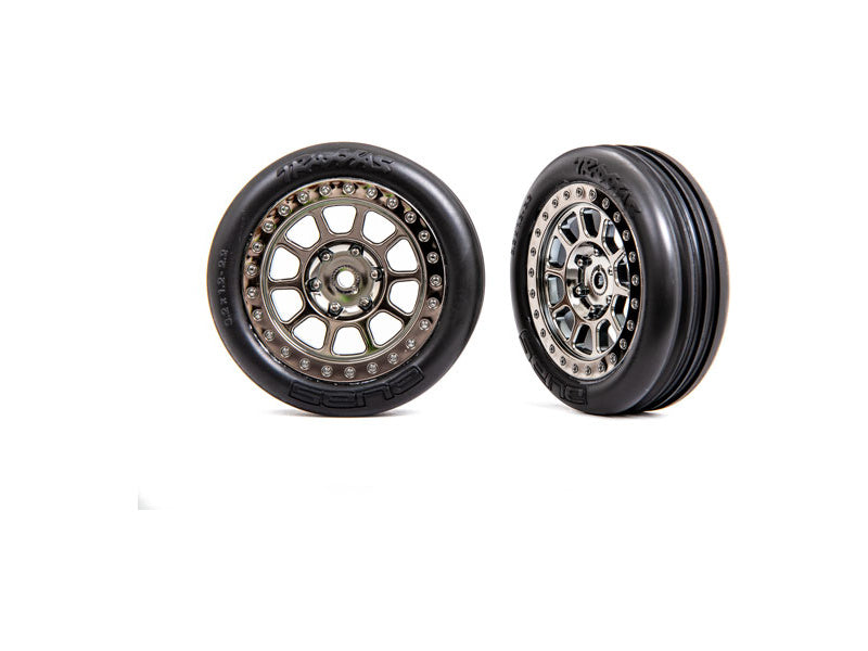 Traxxas kolo 2.2", disk černě chromovaný, pneu Ribbed (2) (přední)