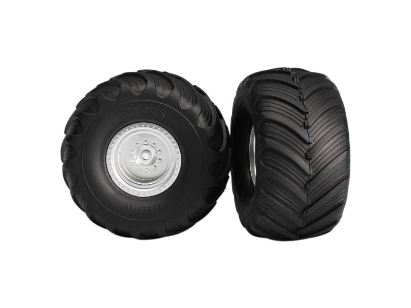 Traxxas kolo 2.0/3.0", disk saténový chrom, pneu Terra Groove (pár)