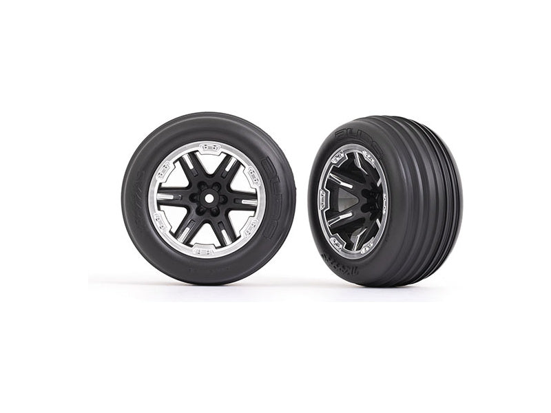 Traxxas kolo 2.8", disk RXT černý/polomatný chrom, pneu Ribbed (2) (přední)