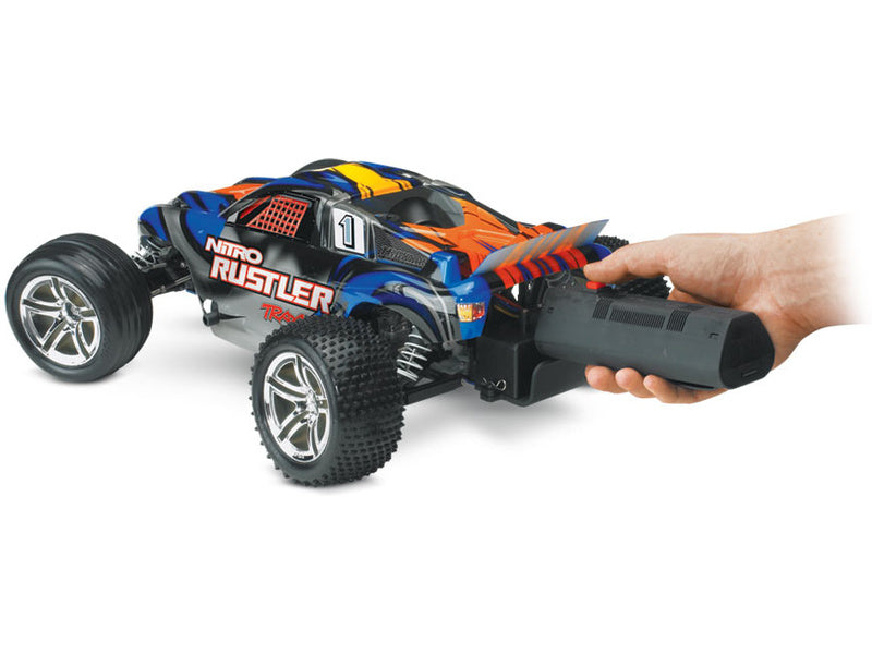 Traxxas Nitro Rustler 1:10 RTR stříbrno-červený