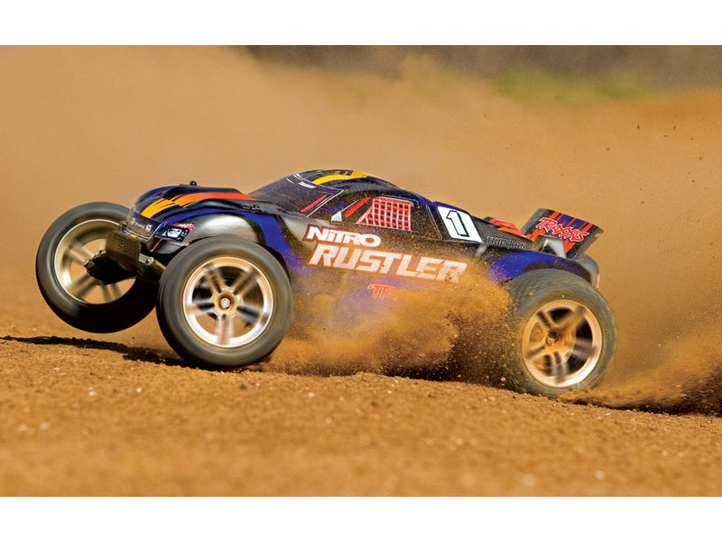 Traxxas Nitro Rustler 1:10 RTR stříbrno-červený