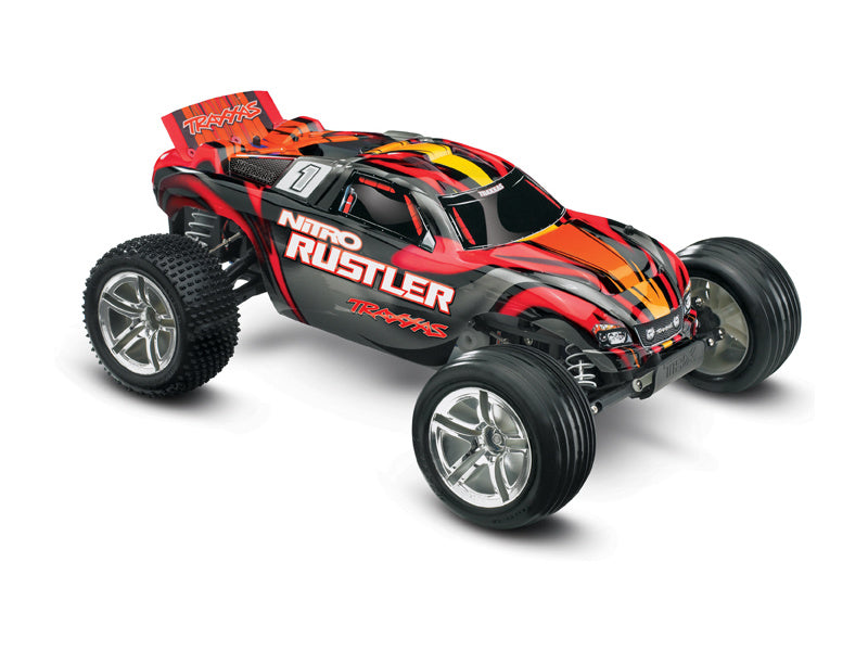Traxxas Nitro Rustler 1:10 RTR stříbrno-červený