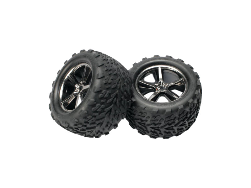 Traxxas kolo 3.8", disk Gemini černý chrom H14, pneu Talon (2)