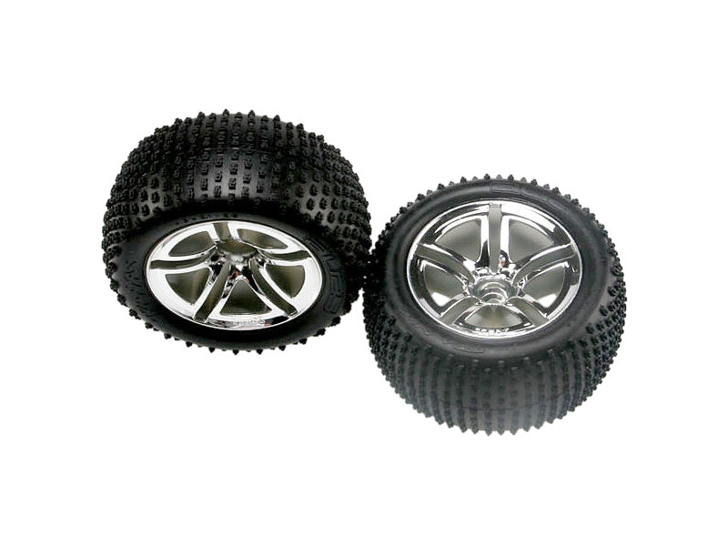 Traxxas kolo 2.8", Twin-Spoke stříbrný disk, pneu Alias (2)