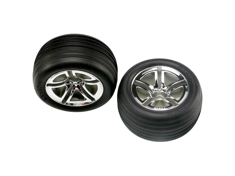Traxxas kolo 2.8", disk Twin-Spoke stříbrný, pneu Ribbed (2) (přední)