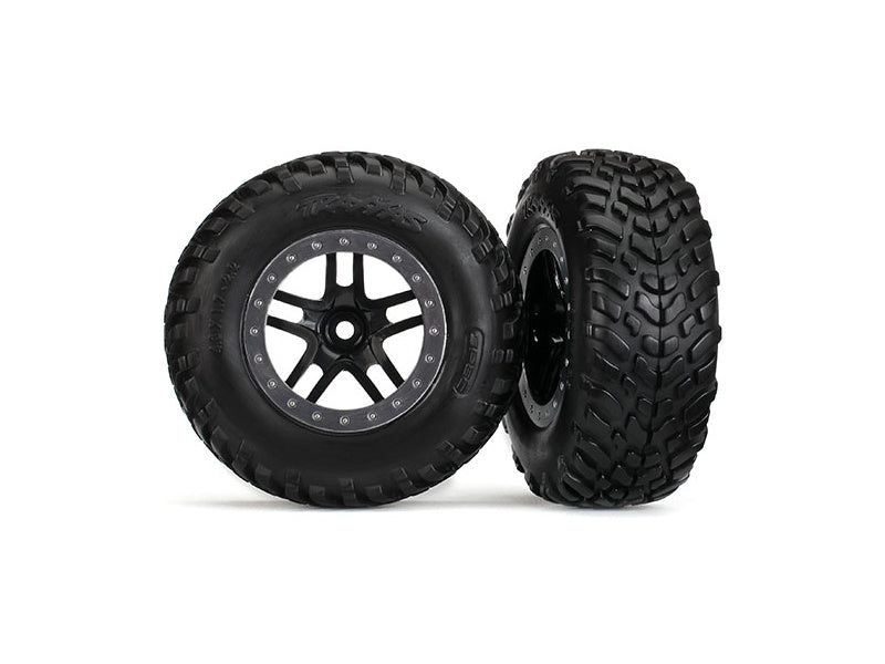 Traxxas kolo 2.2/3.0", disk SCT Split-Spoke černý-saténový, pneu SCT (2) (2WD přední)