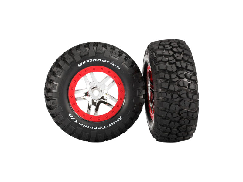 Traxxas kolo 2.2/3.0", disk SCT Split-Spoke stříbrný-červený, pneu KM2 (2)