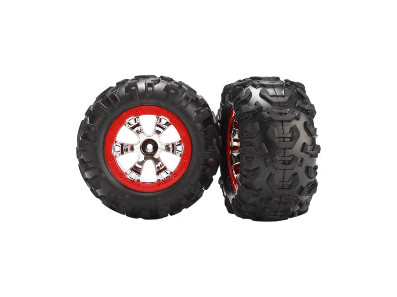 Traxxas kolo 2.2", disk Geode chrom-červený, pneu Canyon AT (pár)