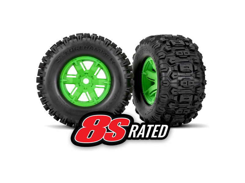 Traxxas kolo 4.3/5.7", disk zelený, pneu Sledgehammer (pár)