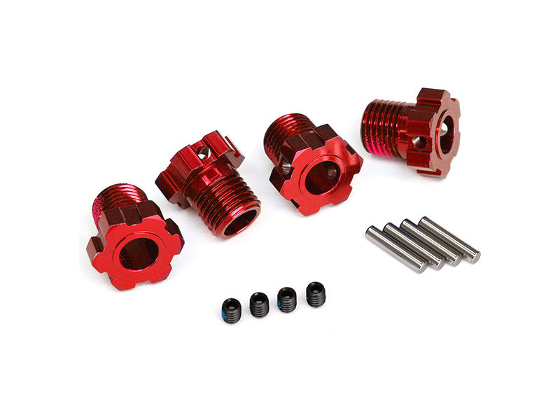 Traxxas náboj kola 17mm drážkovaný hliníkový červený (4)