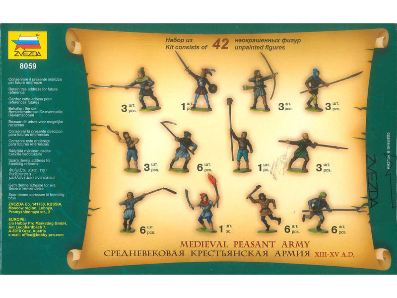 Zvezda figurky Medieval Peasant Army (1:72)