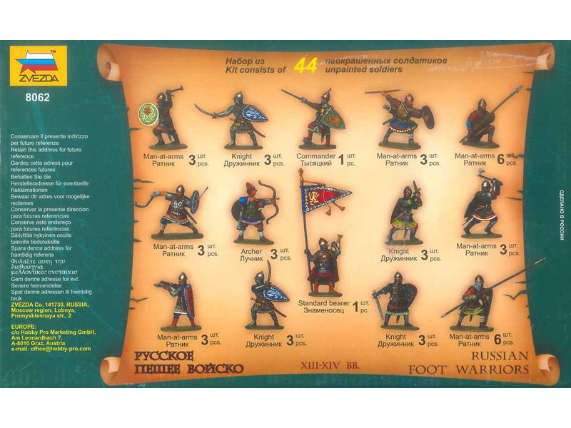 Zvezda figurky - Russian Foot Warriors 13-14 stol. (1:72)